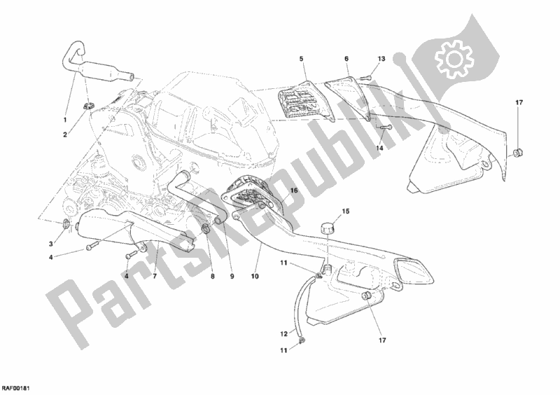 Alle onderdelen voor de Inname van de Ducati Superbike 999 S USA 2005